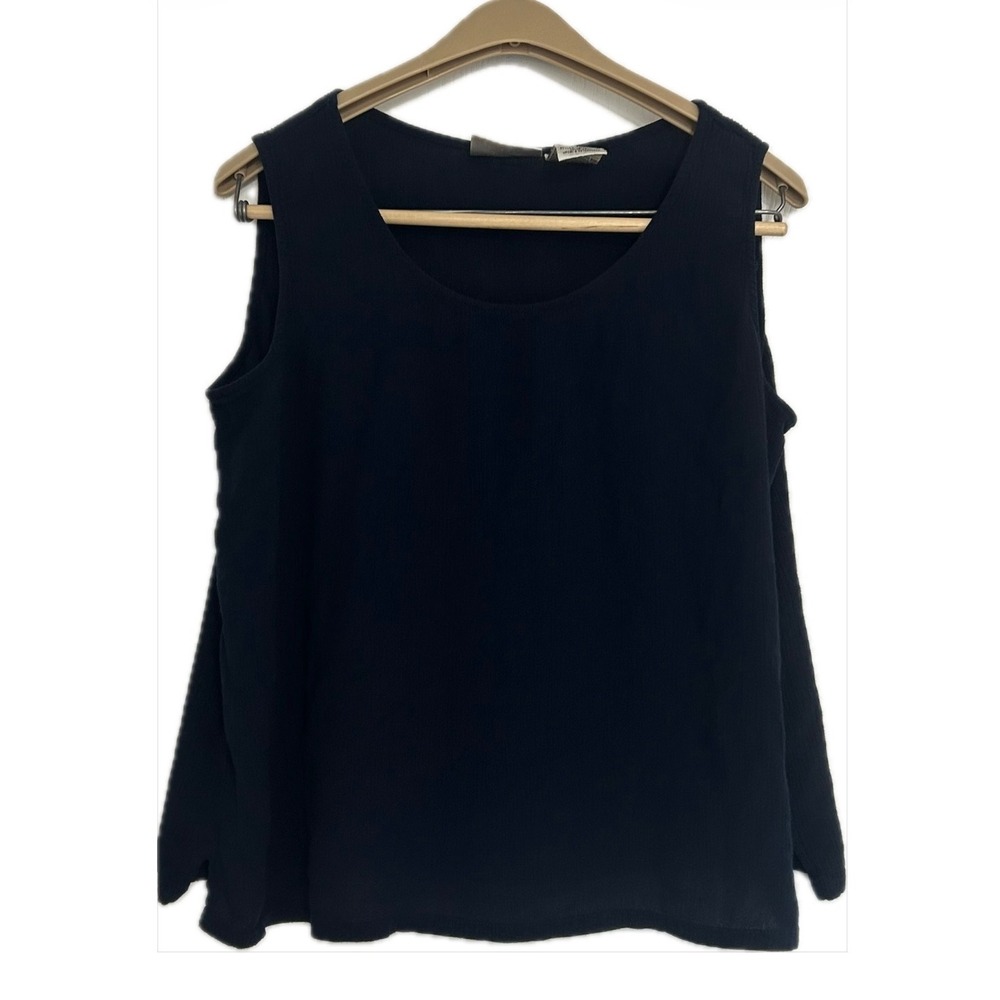 Kathie Lee Collection Navy Blue Crinkle Rayon Tank Top XL KLIM001710089